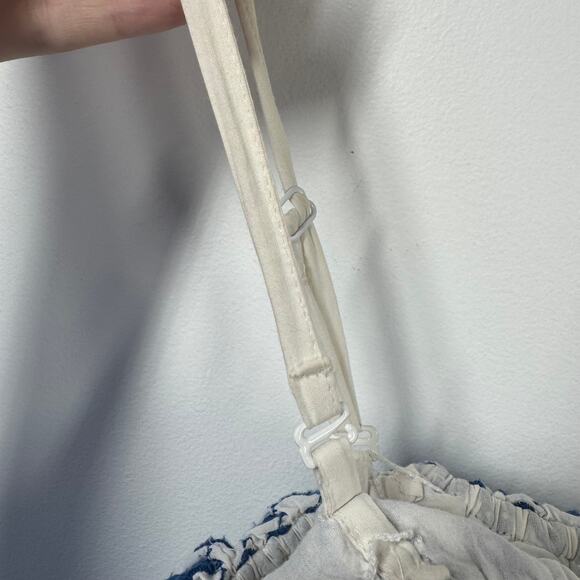 Solid & Striped Dress Women XS Blue White Eyelet Mini Ruffle Embroidery Preppy - Picture 6 of 9